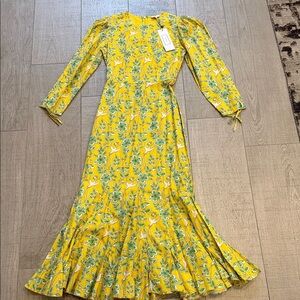 RHODE Floral Yellow and Green Women's Dress